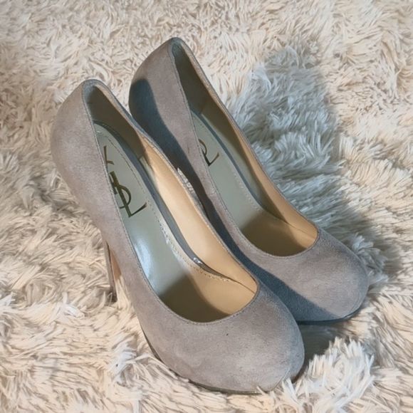 YSL Saint Laurent Tribute Pump Gray Suede - Picture 1 of 11